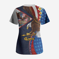 American Samoa and United States Semiquincentennial Scrub Top Bald Eagle with National Flag Style