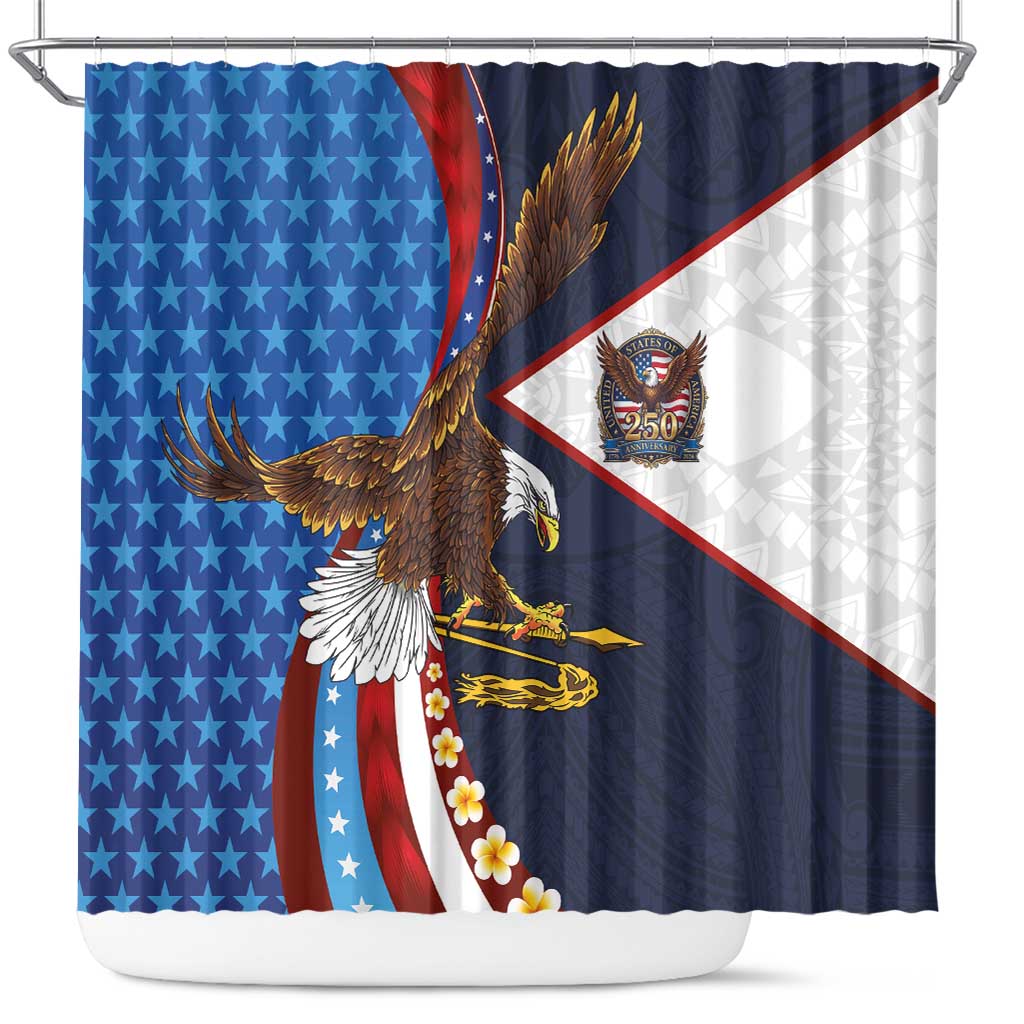 American Samoa and United States Semiquincentennial Shower Curtain Bald Eagle with National Flag Style