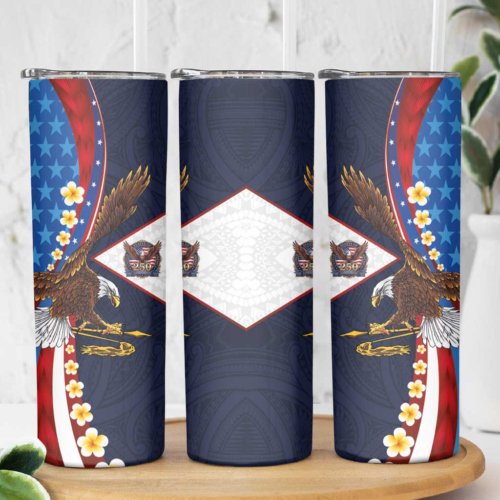 American Samoa and United States Semiquincentennial Skinny Tumbler Bald Eagle with National Flag Style LT03 - Polynesian Pride