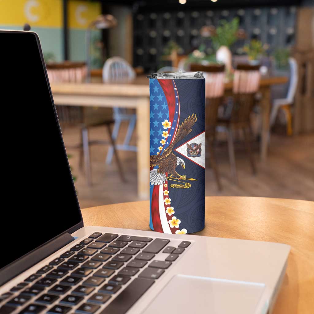 American Samoa and United States Semiquincentennial Skinny Tumbler Bald Eagle with National Flag Style LT03 - Polynesian Pride