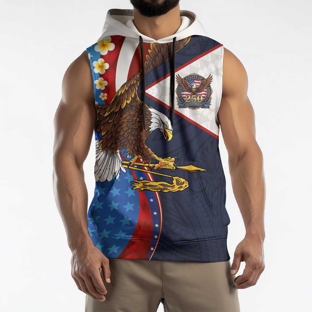 American Samoa and United States Semiquincentennial Sleeveless Hoodie Bald Eagle with National Flag Style