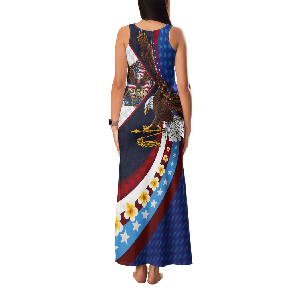 American Samoa and United States Semiquincentennial Tank Maxi Dress Bald Eagle with National Flag Style