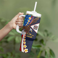 American Samoa and United States Semiquincentennial Tumbler With Handle Bald Eagle with National Flag Style