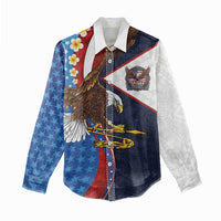 American Samoa and United States Semiquincentennial Women Casual Shirt Bald Eagle with National Flag Style LT03 - Polynesian Pride