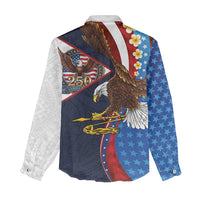 American Samoa and United States Semiquincentennial Women Casual Shirt Bald Eagle with National Flag Style LT03 - Polynesian Pride