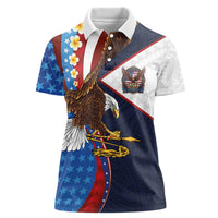 American Samoa and United States Semiquincentennial Women Polo Shirt Bald Eagle with National Flag Style LT03 Female Multicolor - Polynesian Pride