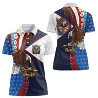 American Samoa and United States Semiquincentennial Women Polo Shirt Bald Eagle with National Flag Style LT03 - Polynesian Pride