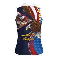 American Samoa and United States Semiquincentennial Women Sleeveless Polo Shirt Bald Eagle with National Flag Style LT03 - Polynesian Pride