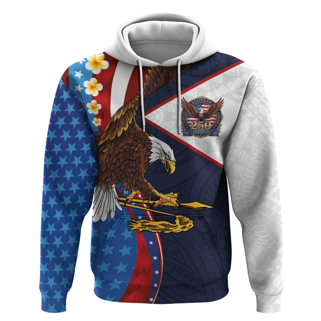 American Samoa and United States Semiquincentennial Zip Hoodie Bald Eagle with National Flag Style