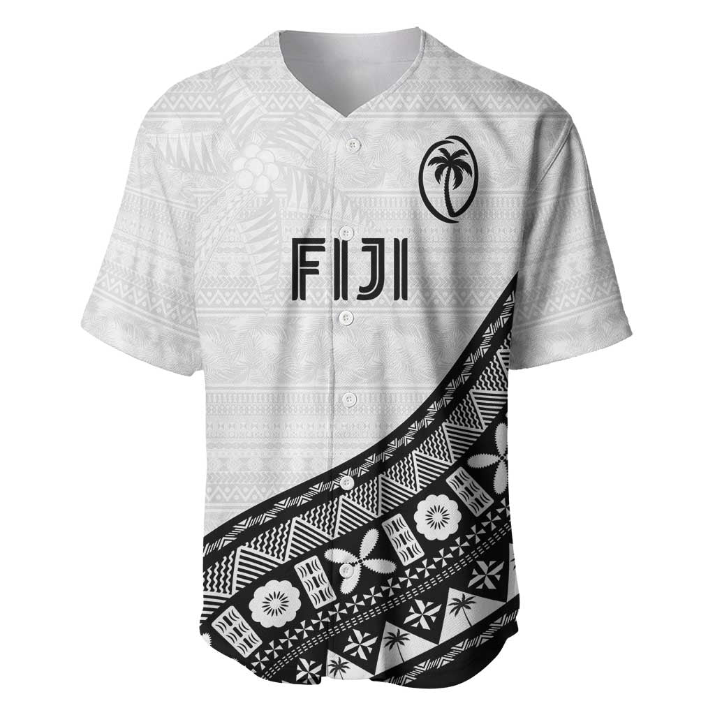 Custom Fijian Rugby Baseball Jersey Tapa Pattern and Palm Tree Tribal