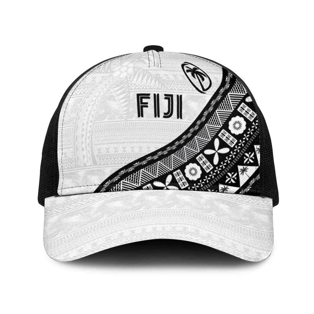 Fijian Rugby Baseball Net Cap Tapa Pattern and Palm Tree Tribal