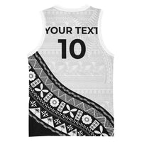 Custom Fijian Rugby Basketball Jersey Tapa Pattern and Palm Tree Tribal