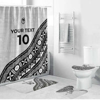 Custom Fijian Rugby Bathroom Set Tapa Pattern and Palm Tree Tribal