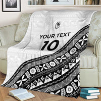 Custom Fijian Rugby Blanket Tapa Pattern and Palm Tree Tribal
