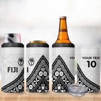 Custom Fijian Rugby 4 in 1 Can Cooler Tumbler Tapa Pattern and Palm Tree Tribal
