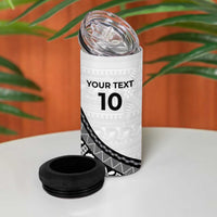 Custom Fijian Rugby 4 in 1 Can Cooler Tumbler Tapa Pattern and Palm Tree Tribal