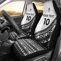 Custom Fijian Rugby Car Seat Cover Tapa Pattern and Palm Tree Tribal