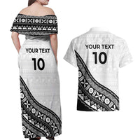 Custom Fijian Rugby Couples Matching Off Shoulder Maxi Dress and Hawaiian Shirt Tapa Pattern and Palm Tree Tribal LT03 - Polynesian Pride