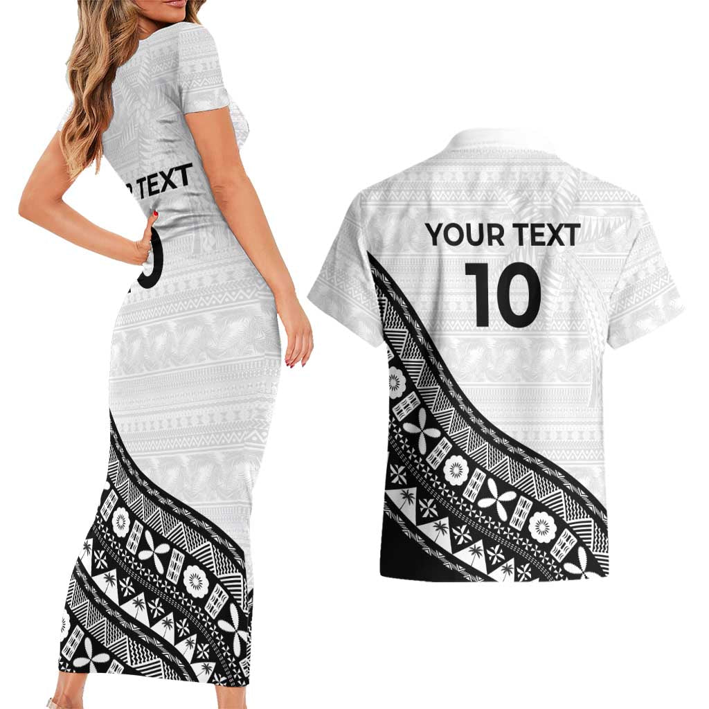 Custom Fijian Rugby Couples Matching Short Sleeve Bodycon Dress and Hawaiian Shirt Tapa Pattern and Palm Tree Tribal LT03 - Polynesian Pride