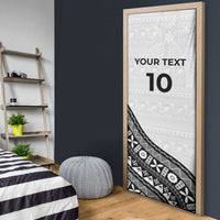 Custom Fijian Rugby Door Cover Tapa Pattern and Palm Tree Tribal