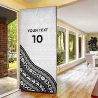 Custom Fijian Rugby Door Cover Tapa Pattern and Palm Tree Tribal