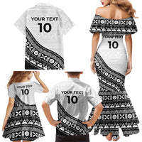 Custom Fijian Rugby Family Matching Mermaid Dress and Hawaiian Shirt Tapa Pattern and Palm Tree Tribal LT03 - Polynesian Pride
