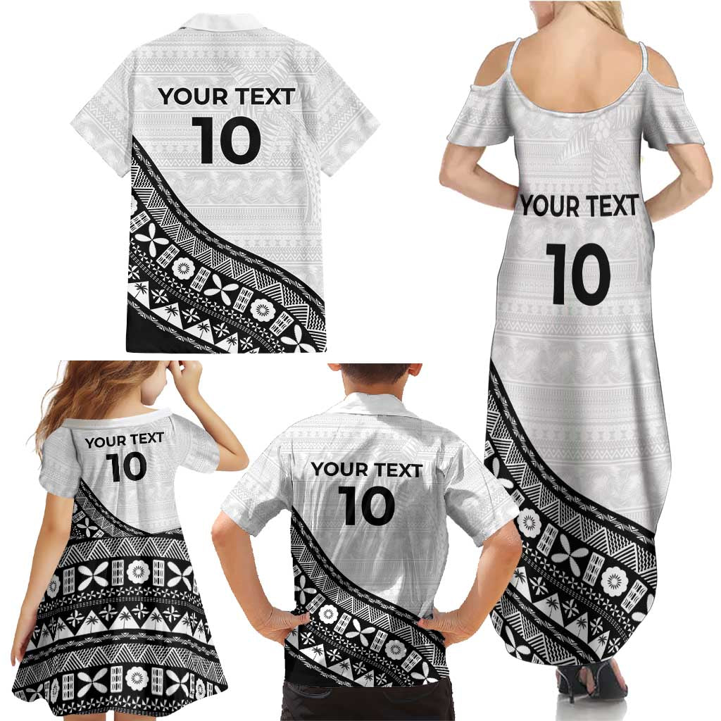 Custom Fijian Rugby Family Matching Summer Maxi Dress and Hawaiian Shirt Tapa Pattern and Palm Tree Tribal LT03 - Polynesian Pride