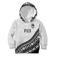 Custom Fijian Rugby Kid Hoodie Tapa Pattern and Palm Tree Tribal