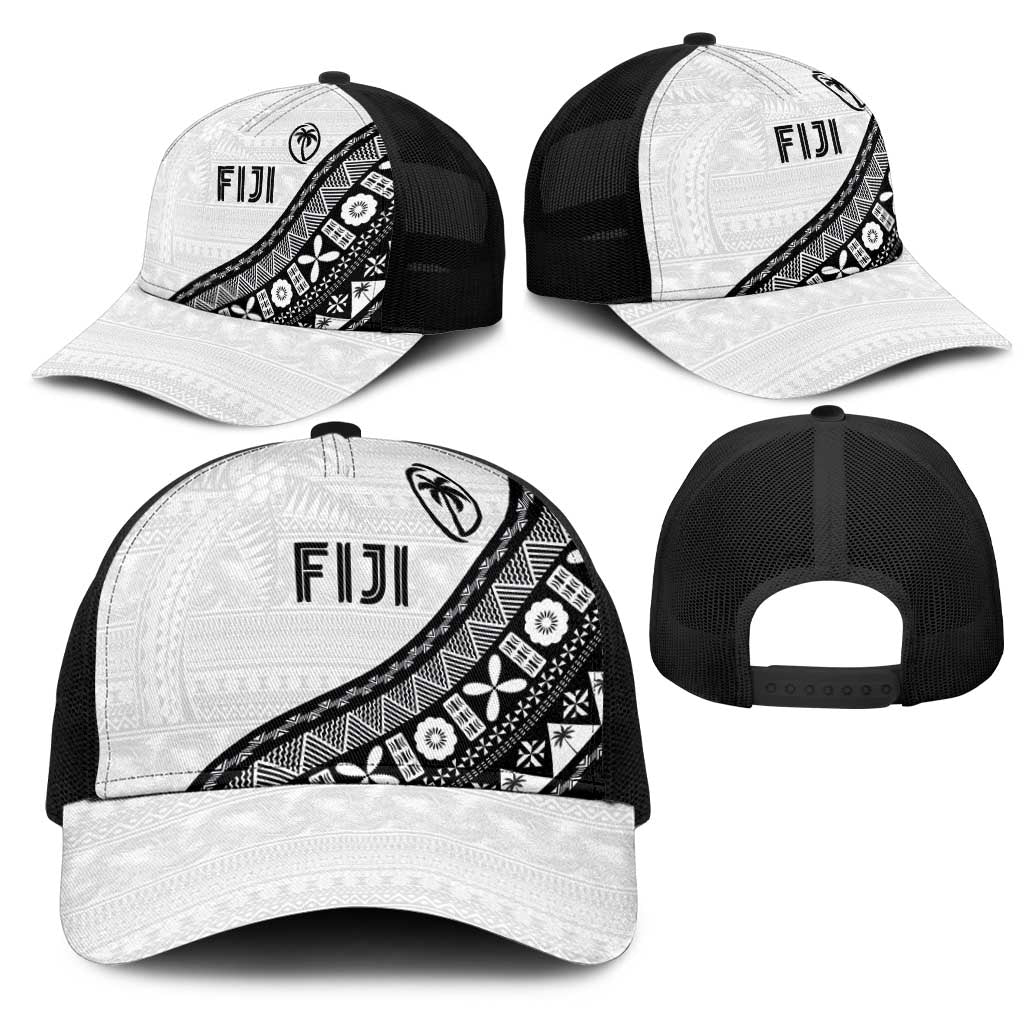 Fijian Rugby Mesh Trucker Cap Tapa Pattern and Palm Tree Tribal