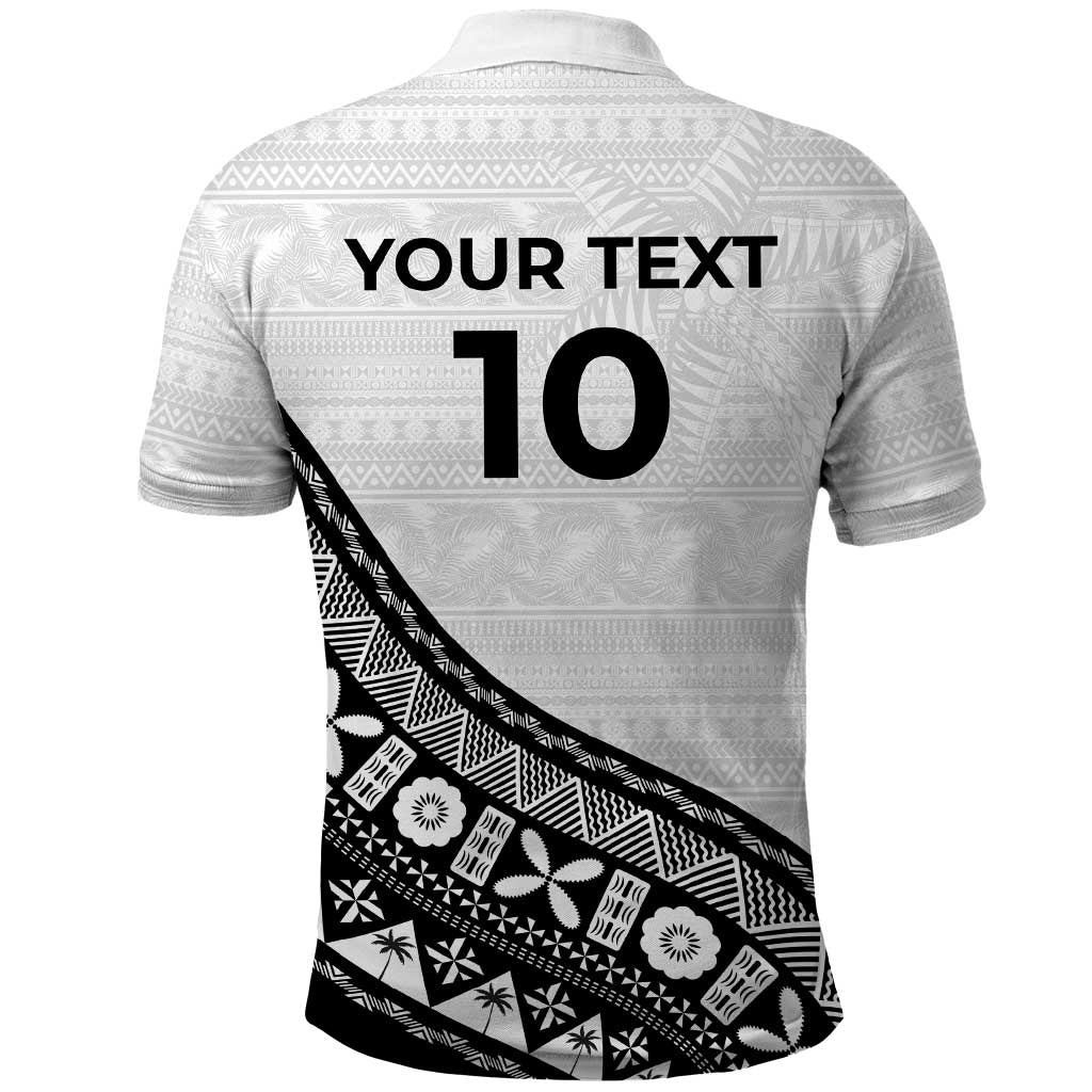 Custom Fijian Rugby Polo Shirt Tapa Pattern and Palm Tree Tribal