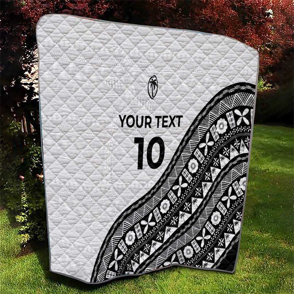 Custom Fijian Rugby Quilt Tapa Pattern and Palm Tree Tribal