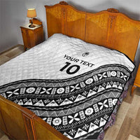 Custom Fijian Rugby Quilt Tapa Pattern and Palm Tree Tribal