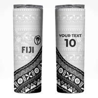 Custom Fijian Rugby Skinny Tumbler Tapa Pattern and Palm Tree Tribal