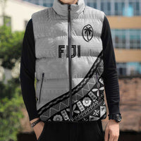 Custom Fijian Rugby Sleeveless Puffer Jacket Tapa Pattern and Palm Tree Tribal