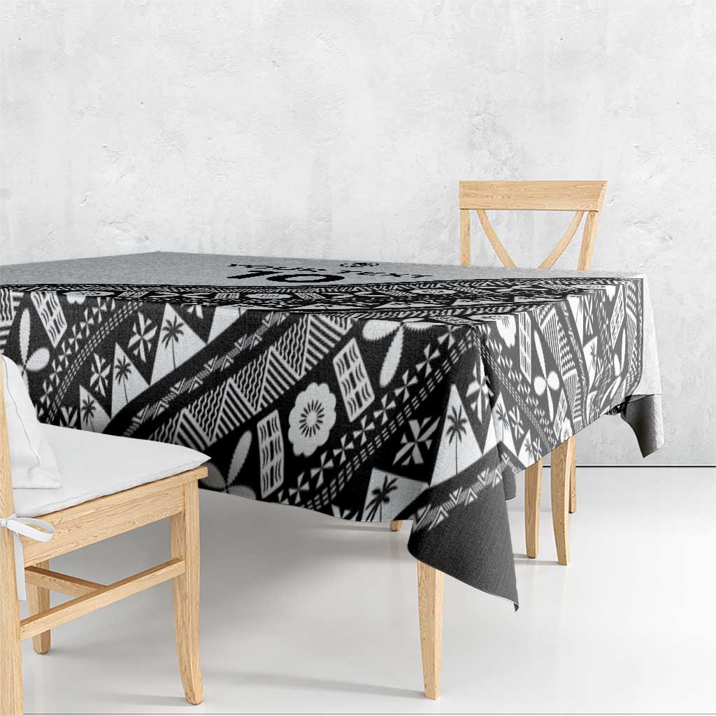 Custom Fijian Rugby Tablecloth Tapa Pattern and Palm Tree Tribal