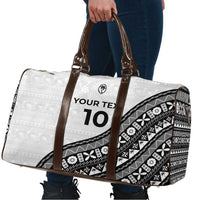 Custom Fijian Rugby Travel Bag Tapa Pattern and Palm Tree Tribal