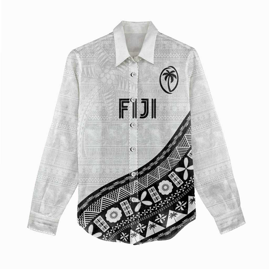 Custom Fijian Rugby Women Casual Shirt Tapa Pattern and Palm Tree Tribal