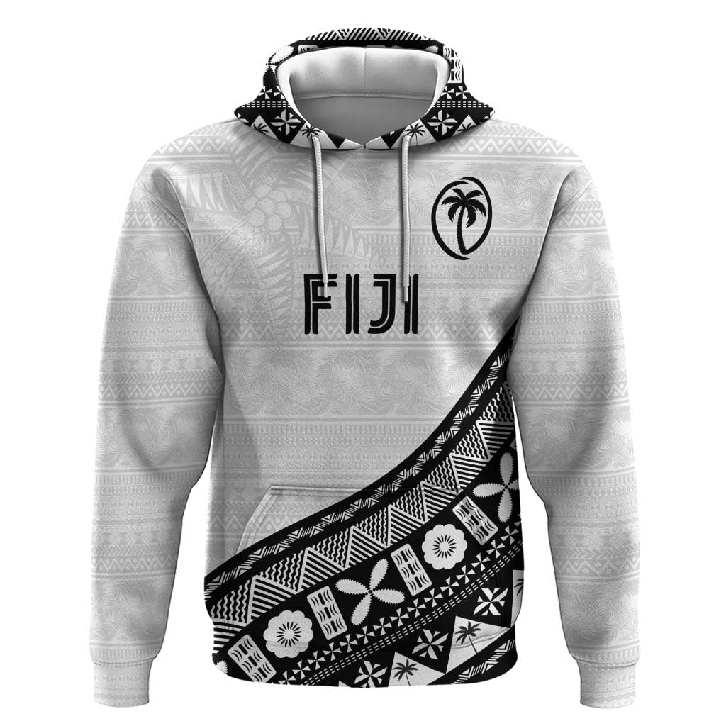 Custom Fijian Rugby Zip Hoodie Tapa Pattern and Palm Tree Tribal LT03 Pullover Hoodie White - Polynesian Pride