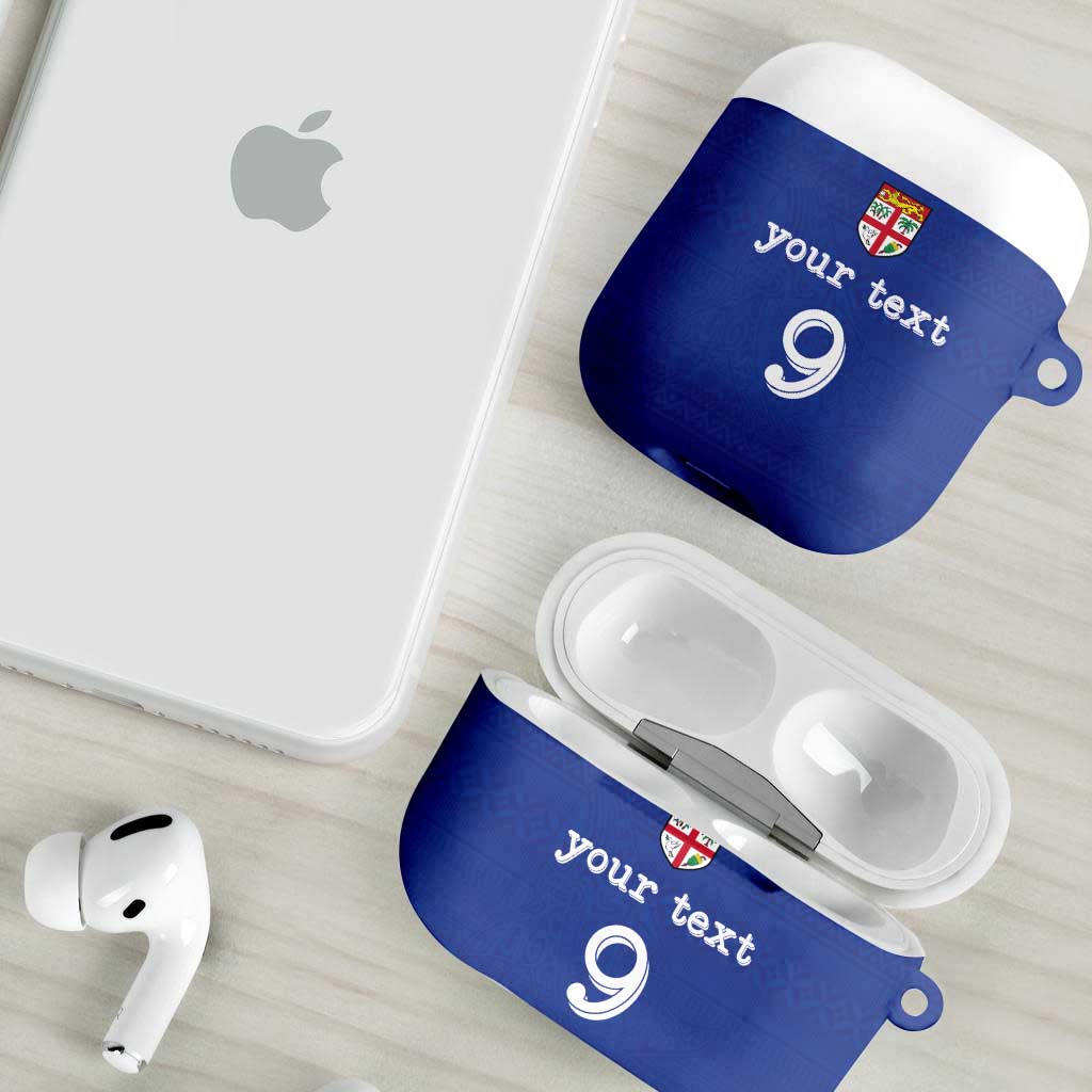 Custom Fijian Football AirPods Case Tapa Pattern and Shark Tribal