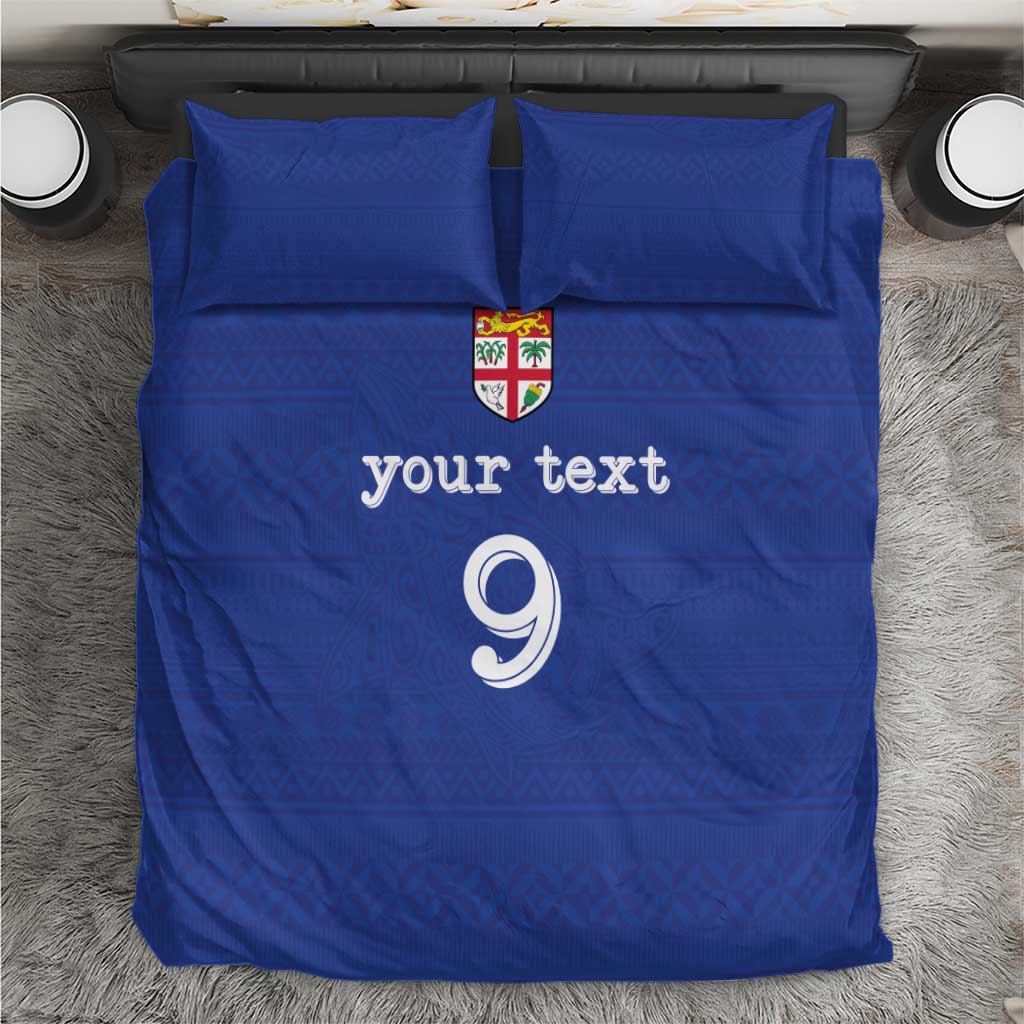 Custom Fijian Football Bedding Set Tapa Pattern and Shark Tribal