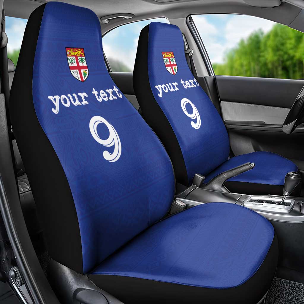 Custom Fijian Football Car Seat Cover Tapa Pattern and Shark Tribal