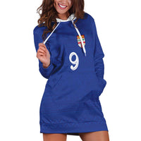 Custom Fijian Football Hoodie Dress Tapa Pattern and Shark Tribal LT03 Blue - Polynesian Pride