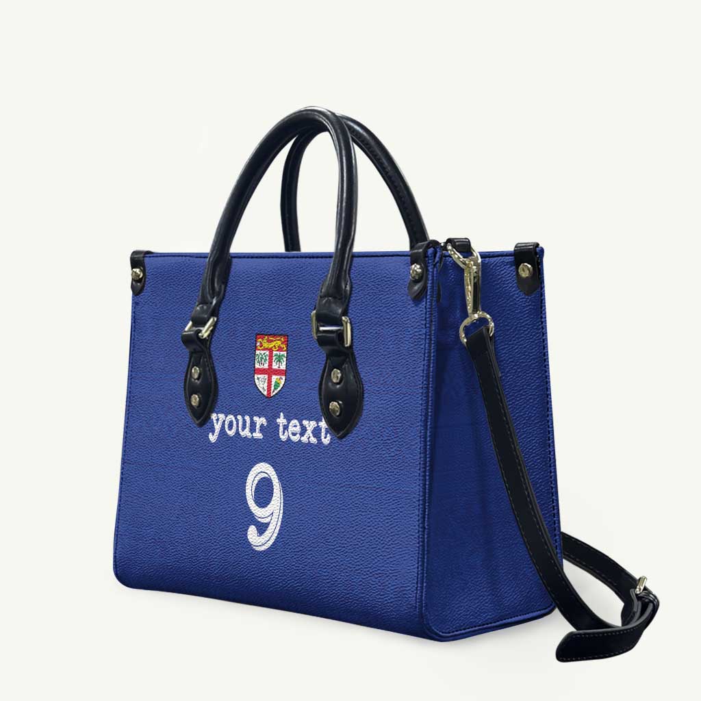 Custom Fijian Football Leather Bag Tapa Pattern and Shark Tribal
