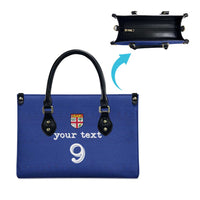 Custom Fijian Football Leather Bag Tapa Pattern and Shark Tribal