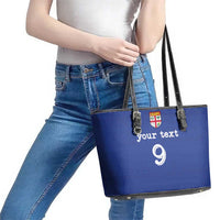 Custom Fijian Football Leather Tote Bag Tapa Pattern and Shark Tribal