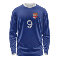 Custom Fijian Football Long Sleeve Shirt Tapa Pattern and Shark Tribal