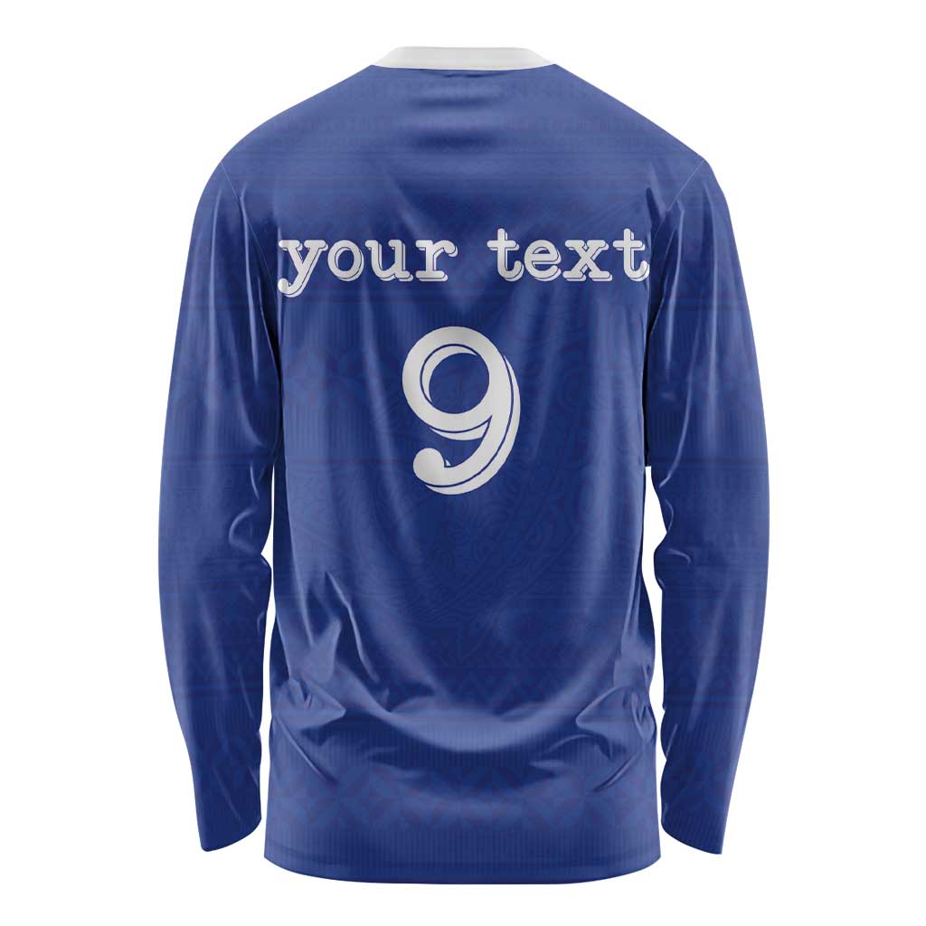 Custom Fijian Football Long Sleeve Shirt Tapa Pattern and Shark Tribal