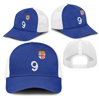 Custom Fijian Football Mesh Trucker Cap Tapa Pattern and Shark Tribal