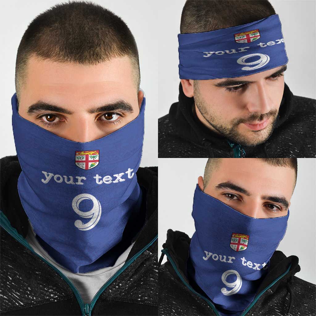Custom Fijian Football Neck Gaiter Tapa Pattern and Shark Tribal