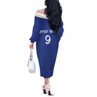 Custom Fijian Football Off The Shoulder Long Sleeve Dress Tapa Pattern and Shark Tribal LT03 - Polynesian Pride